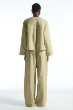 COS WIDE-LEG LINEN DRAWSTRING PANTS-Women Pants