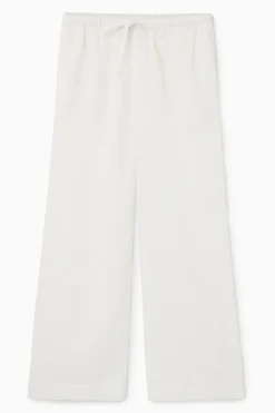 COS WIDE-LEG LINEN DRAWSTRING PANTS-Women Pants