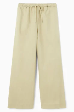 COS WIDE-LEG LINEN DRAWSTRING PANTS-Women Pants