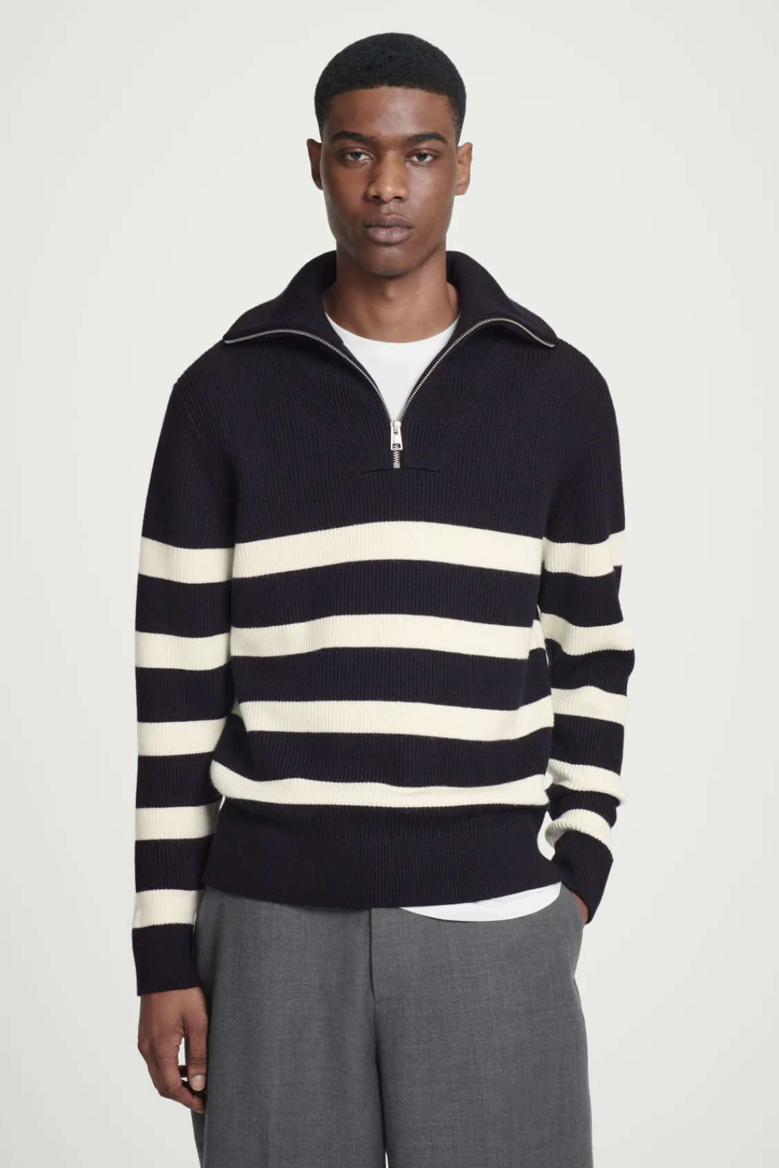 COS WOOL AND COTTON-BLEND HALF-ZIP SWEATER- Sweaters & Cardigans