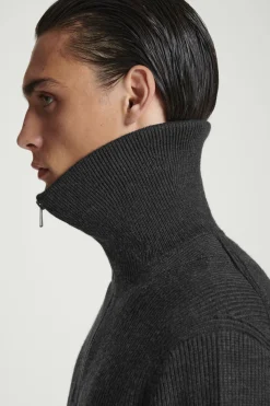 COS WOOL AND COTTON-BLEND HALF-ZIP SWEATER- Sweaters & Cardigans