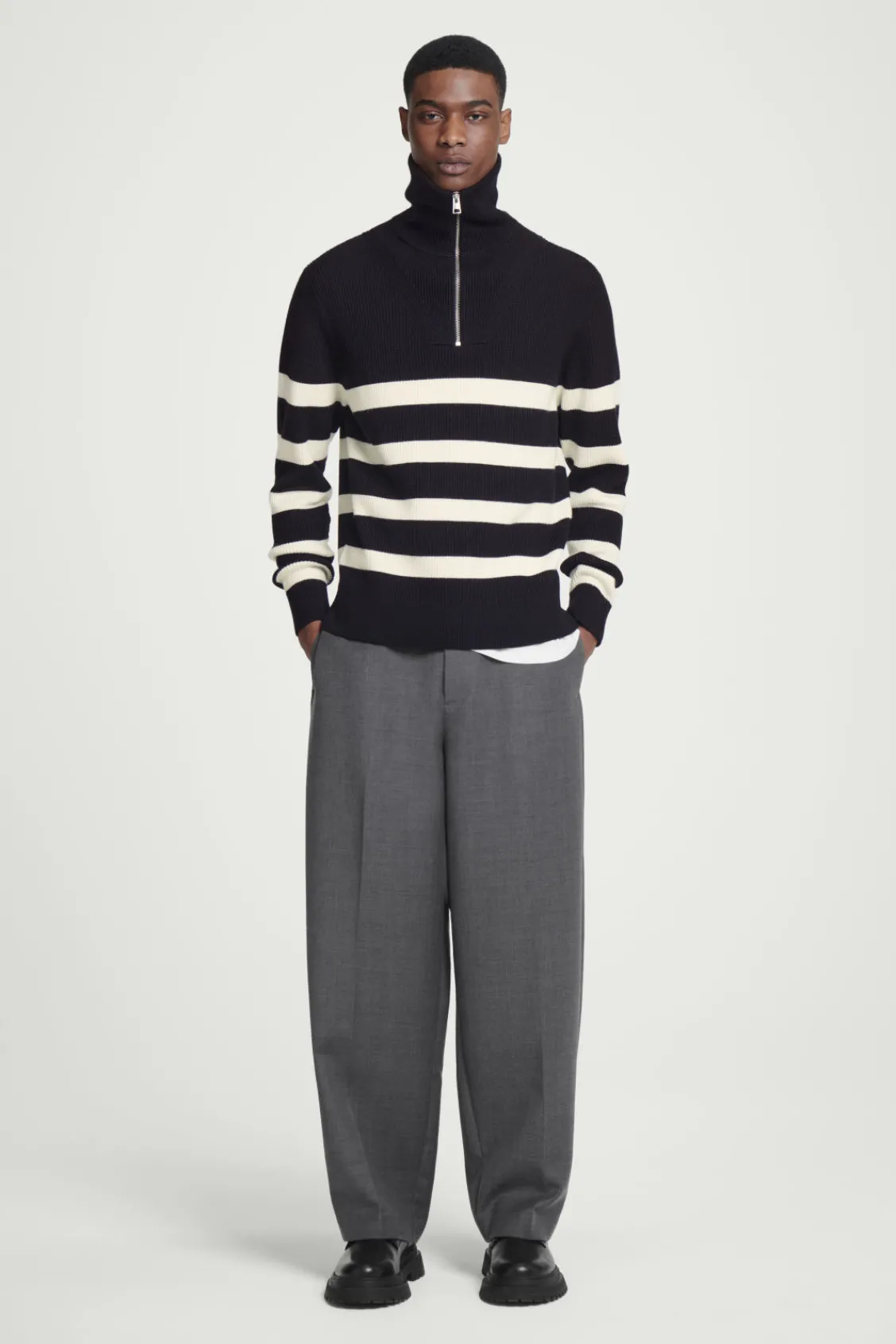 COS WOOL AND COTTON-BLEND HALF-ZIP SWEATER- Sweaters & Cardigans