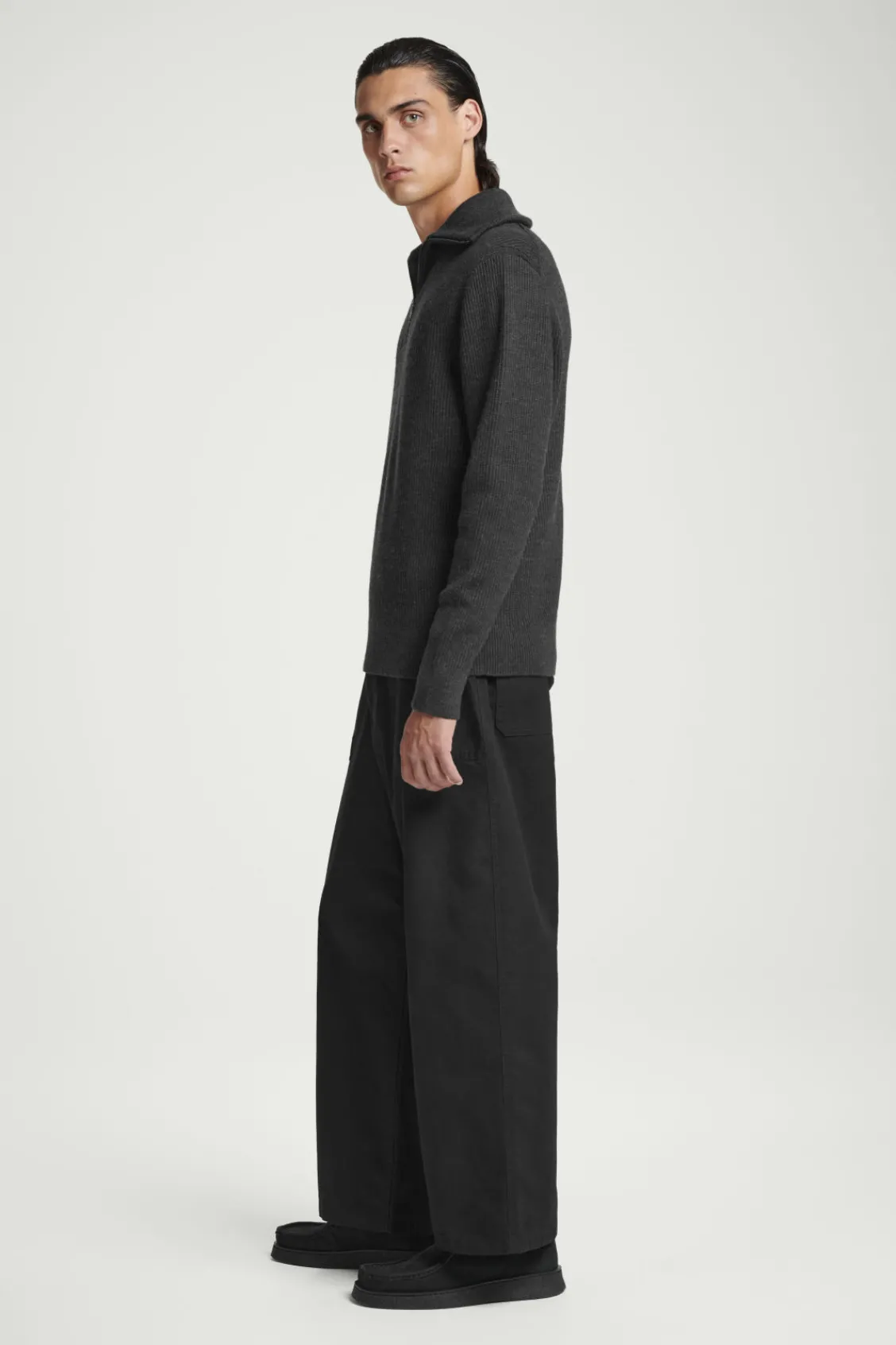 COS WOOL AND COTTON-BLEND HALF-ZIP SWEATER- Sweaters & Cardigans