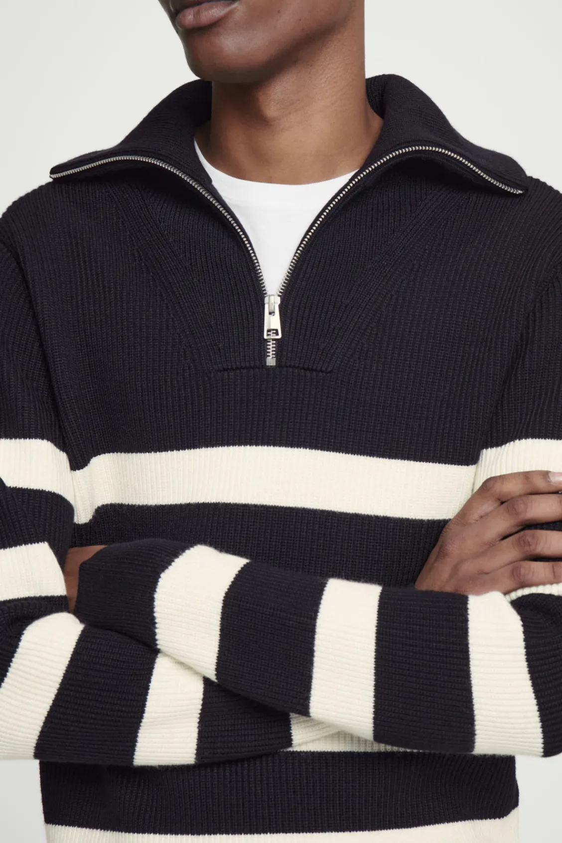 COS WOOL AND COTTON-BLEND HALF-ZIP SWEATER- Sweaters & Cardigans