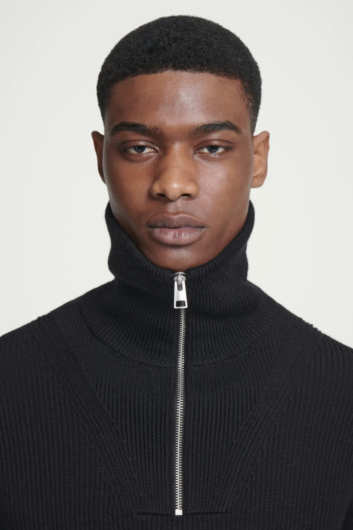 COS WOOL AND COTTON-BLEND HALF-ZIP SWEATER- Sweaters & Cardigans