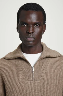 COS WOOL AND COTTON-BLEND HALF-ZIP SWEATER- Sweaters & Cardigans