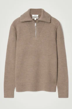 COS WOOL AND COTTON-BLEND HALF-ZIP SWEATER- Sweaters & Cardigans
