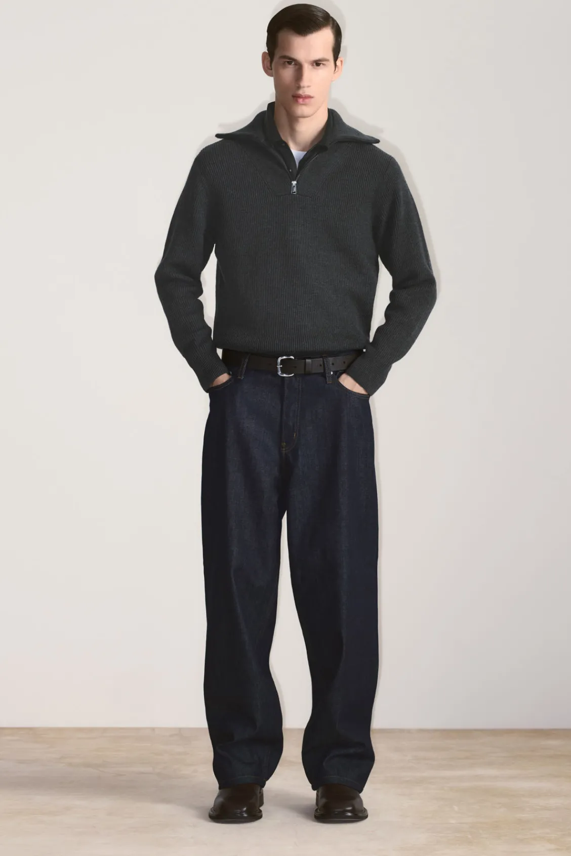COS WOOL AND COTTON-BLEND HALF-ZIP SWEATER- Sweaters & Cardigans