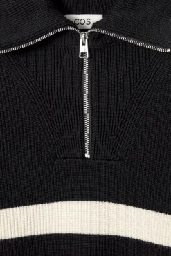 COS WOOL AND COTTON-BLEND HALF-ZIP SWEATER- Sweaters & Cardigans