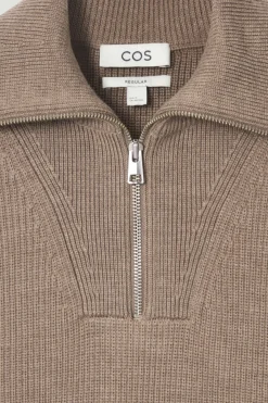 COS WOOL AND COTTON-BLEND HALF-ZIP SWEATER- Sweaters & Cardigans