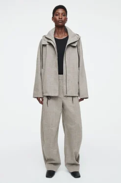 COS WOOL BARREL-LEG UTILITY PANTS-Women Pants