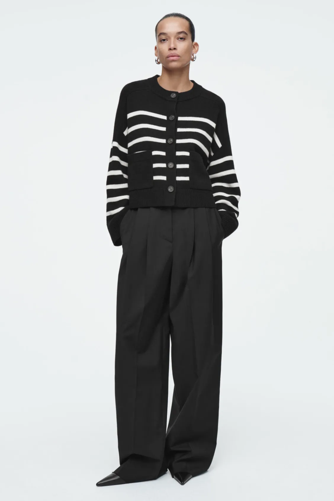 COS WOOL CREW-NECK CARDIGAN-Women Sweaters & Cardigans