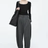 COS WOOL-BLEND BARREL-LEG PANTS-Women Pants