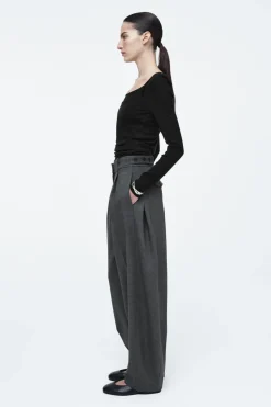COS WOOL-BLEND BARREL-LEG PANTS-Women Pants