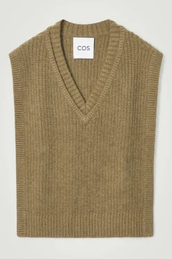 COS WOOL-CASHMERE V-NECK HYBRID TANK- Cashmere | Sweaters & Cardigans