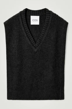 COS WOOL-CASHMERE V-NECK HYBRID TANK- Cashmere | Sweaters & Cardigans