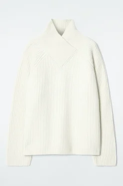 COS WRAP-COLLAR MERINO WOOL JUMPER-Women Tops | Sweaters & Cardigans
