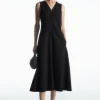 COS ZIP-FRONT V-NECK MIDI DRESS-Women Dresses & Jumpsuits