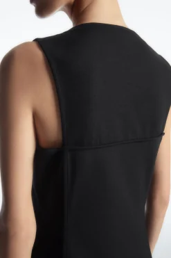 COS ZIP-FRONT V-NECK MIDI DRESS-Women Dresses & Jumpsuits